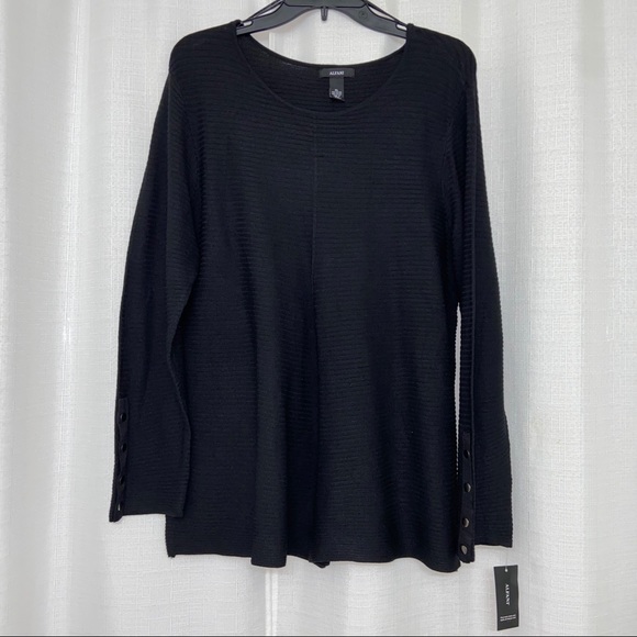 ALFANI Ribbed Snap-Detail Sweater - Picture 2 of 4